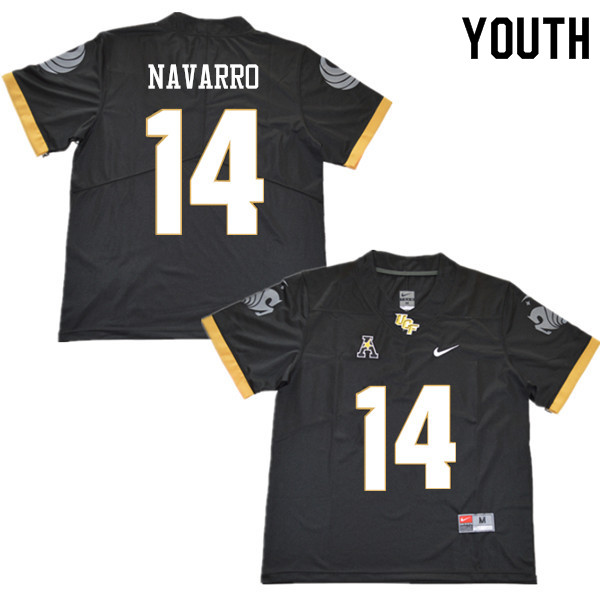 Youth #14 Parker Navarro UCF Knights College Football Jerseys Sale-Black - Click Image to Close
